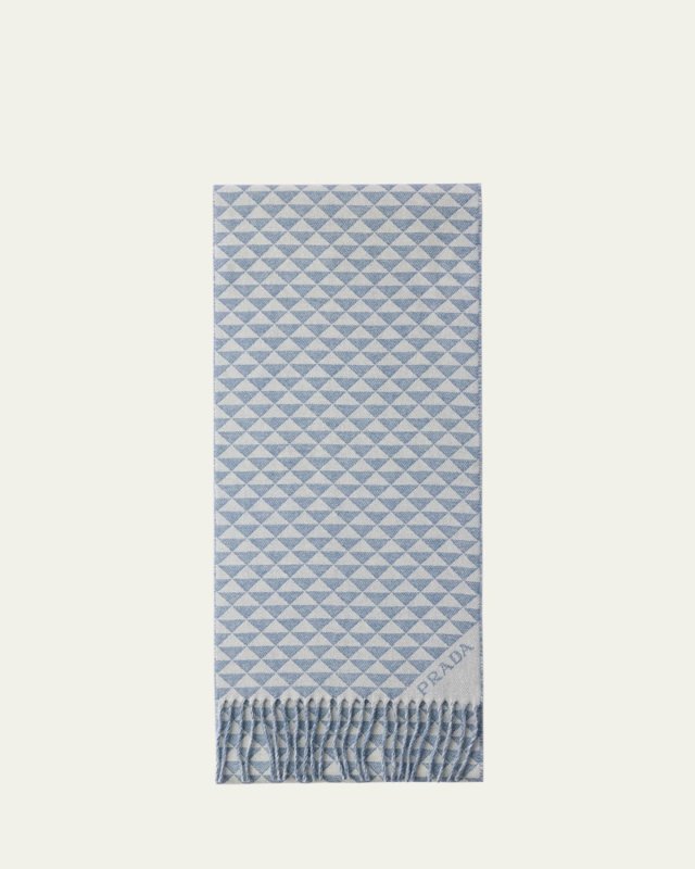 Triangle-Print Cashmere & Wool Scarf